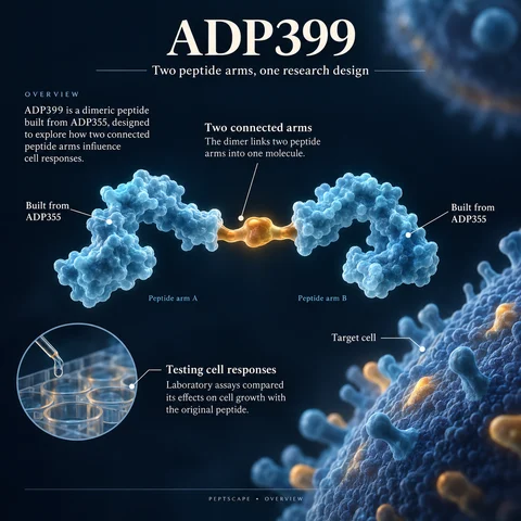 ADP399: Overview scientific diagram. Open full size to read labels; evidence and limitations appear in the profile.