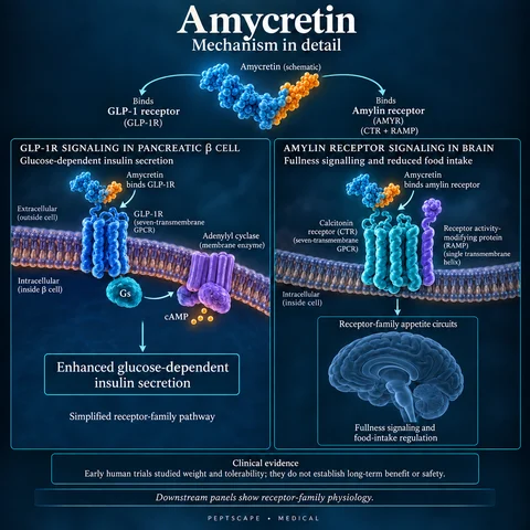 Amycretin: Medical scientific diagram. Open full size to read labels; evidence and limitations appear in the profile.