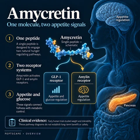 Amycretin: Overview scientific diagram. Open full size to read labels; evidence and limitations appear in the profile.