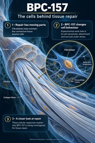 BPC-157: Overview scientific diagram. Open full size to read labels; evidence and limitations appear in the profile.