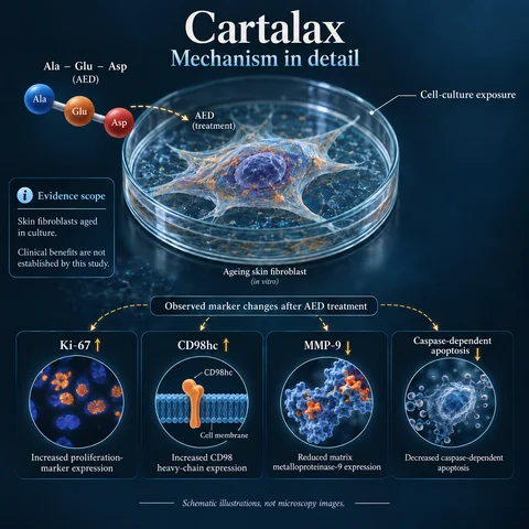 Cartalax: Medical scientific diagram. Open full size to read labels; evidence and limitations appear in the profile.