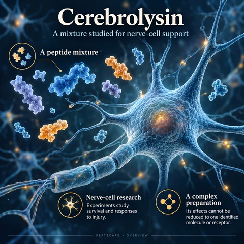Cerebrolysin: Overview scientific diagram. Open full size to read labels; evidence and limitations appear in the profile.