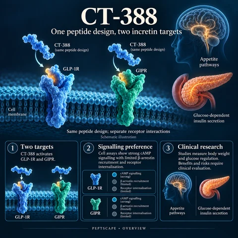 CT-388: Overview scientific diagram. Open full size to read labels; evidence and limitations appear in the profile.