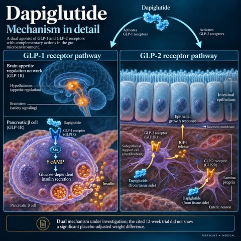 Dapiglutide: Medical scientific diagram. Open full size to read labels; evidence and limitations appear in the profile.
