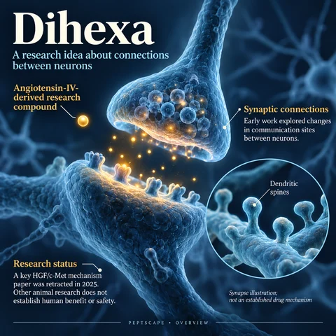 Dihexa: Overview scientific diagram. Open full size to read labels; evidence and limitations appear in the profile.