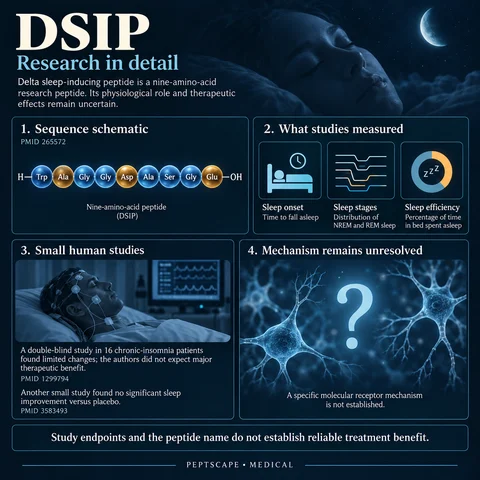 DSIP: Medical scientific diagram. Open full size to read labels; evidence and limitations appear in the profile.