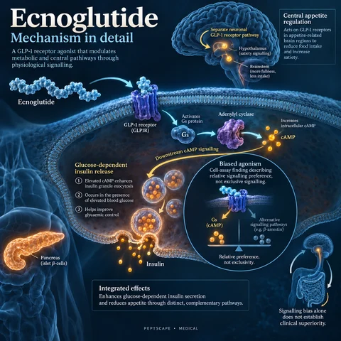 Ecnoglutide: Medical scientific diagram. Open full size to read labels; evidence and limitations appear in the profile.