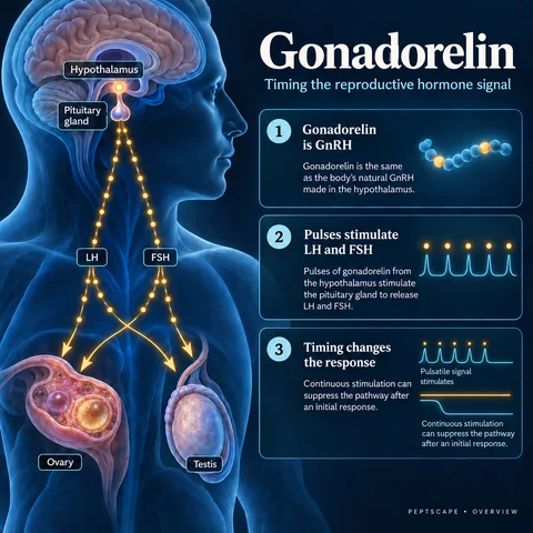 Gonadorelin: Overview scientific diagram. Open full size to read labels; evidence and limitations appear in the profile.