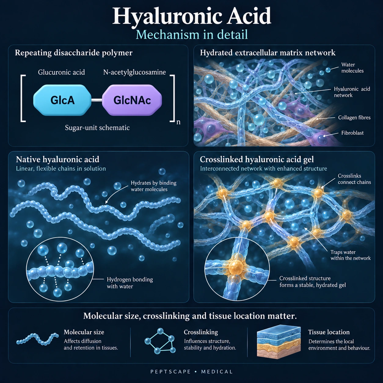 Hyaluronic Acid: Medical scientific diagram. Open full size to read labels; evidence and limitations appear in the profile.
