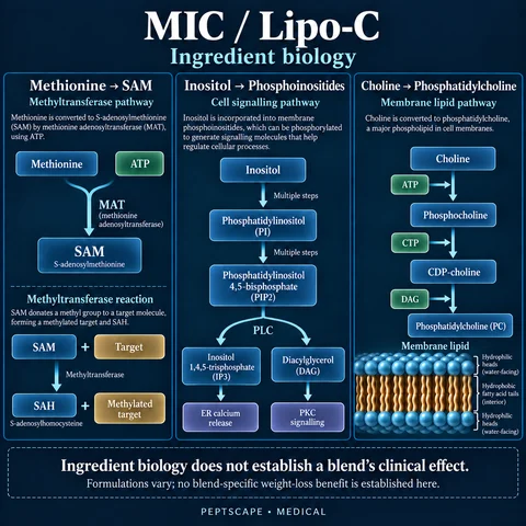 MIC / Lipo-C: Medical scientific diagram. Open full size to read labels; evidence and limitations appear in the profile.