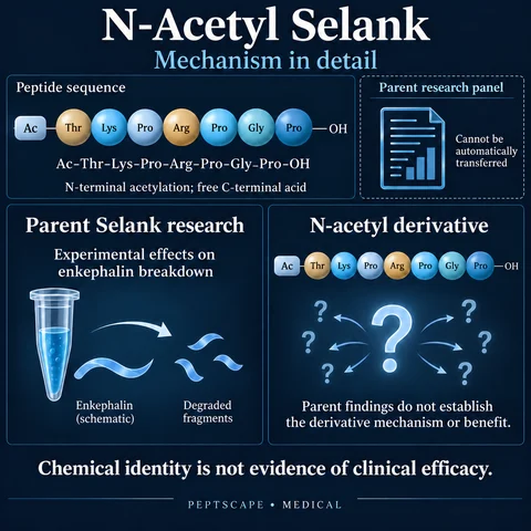 N-Acetyl Selank: Medical scientific diagram. Open full size to read labels; evidence and limitations appear in the profile.