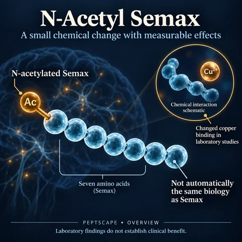 N-Acetyl Semax: Overview scientific diagram. Open full size to read labels; evidence and limitations appear in the profile.