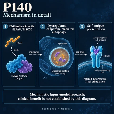 P140: Medical scientific diagram. Open full size to read labels; evidence and limitations appear in the profile.