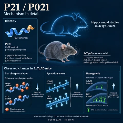 P21 / P021: Medical scientific diagram. Open full size to read labels; evidence and limitations appear in the profile.