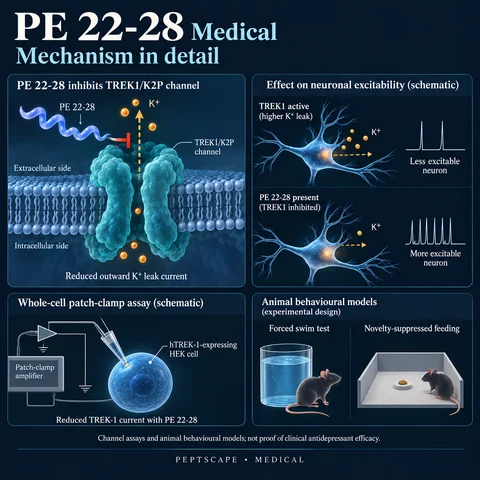 PE 22-28: Medical scientific diagram. Open full size to read labels; evidence and limitations appear in the profile.