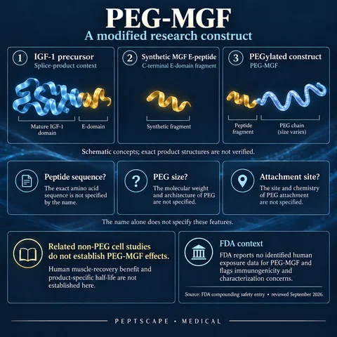 PEG-MGF: Medical scientific diagram. Open full size to read labels; evidence and limitations appear in the profile.