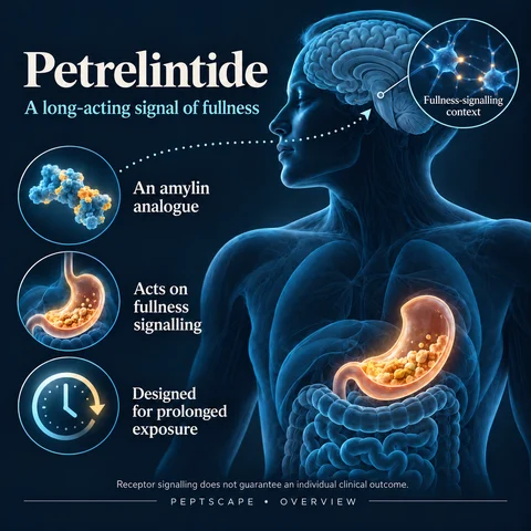 Petrelintide: Overview scientific diagram. Open full size to read labels; evidence and limitations appear in the profile.