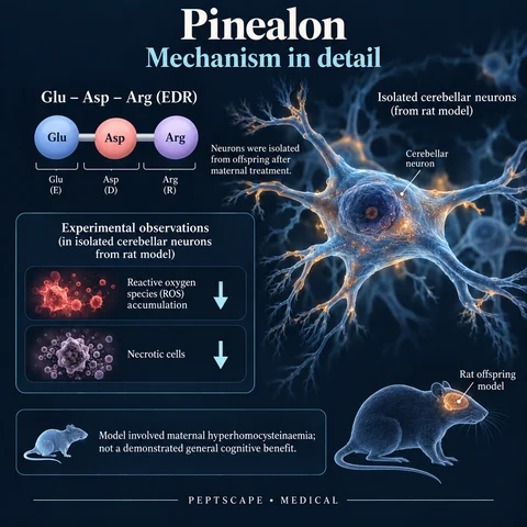 Pinealon: Medical scientific diagram. Open full size to read labels; evidence and limitations appear in the profile.