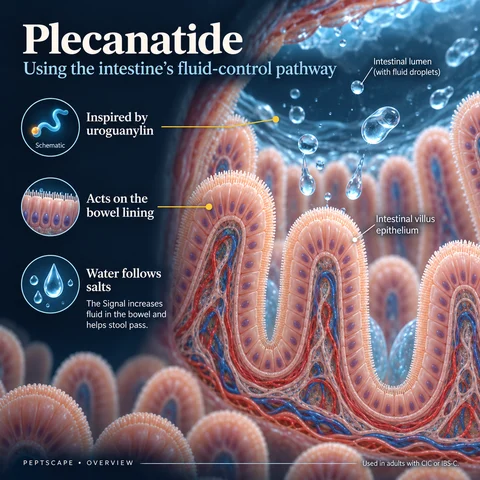 Plecanatide: Overview scientific diagram. Open full size to read labels; evidence and limitations appear in the profile.