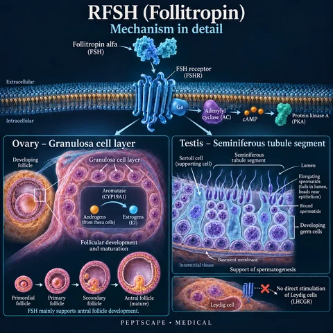 RFSH (Follitropin): Medical scientific diagram. Open full size to read labels; evidence and limitations appear in the profile.