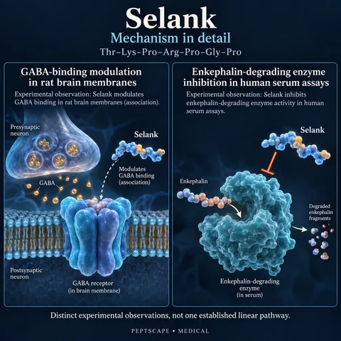 Selank: Medical scientific diagram. Open full size to read labels; evidence and limitations appear in the profile.