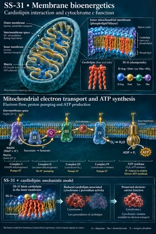 SS-31 / Elamipretide: Medical scientific diagram. Open full size to read labels; evidence and limitations appear in the profile.