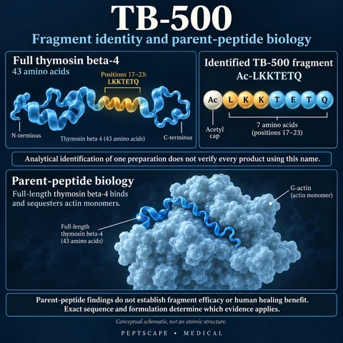 TB-500: Medical scientific diagram. Open full size to read labels; evidence and limitations appear in the profile.