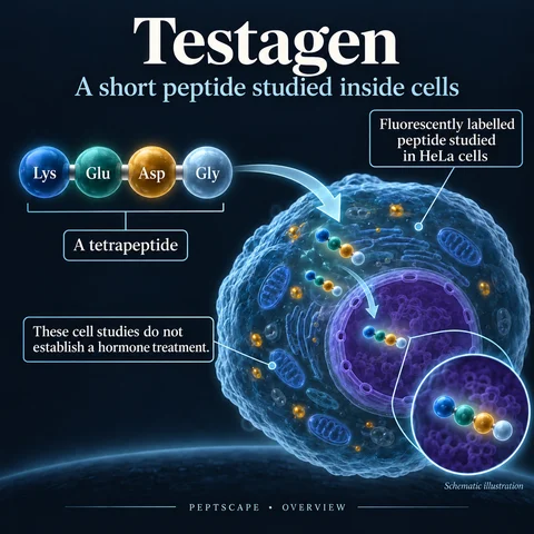 Testagen: Overview scientific diagram. Open full size to read labels; evidence and limitations appear in the profile.