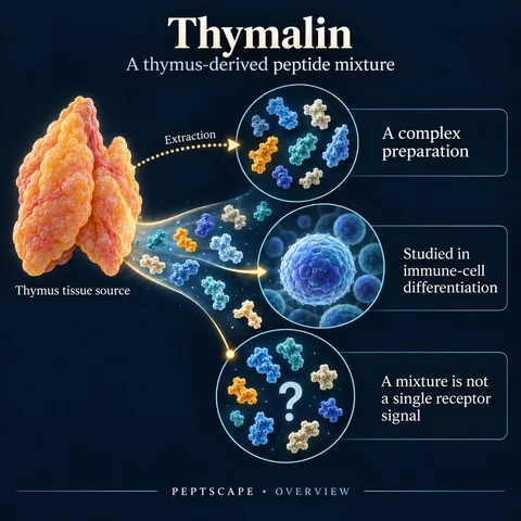 Thymalin: Overview scientific diagram. Open full size to read labels; evidence and limitations appear in the profile.
